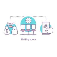 Waiting room concept icon. Appointment idea thin line illustration. Job interview. Scheduled meeting. Vector isolated outline drawing