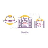 Vacation concept icon. Weekend. Rest idea thin line illustration. Going on trip. Vector isolated outline drawing