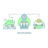 Planet saving concept icon. Environment protection idea thin line illustration. Nature care. Pollution prevention. Vector isolated outline drawing