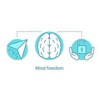 Mind freedom concept icon. Thinking process idea thin line illustration. Solution searching. Imagination. Vector isolated outline drawing
