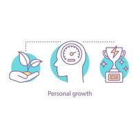 Personal growth concept icon. Self development idea thin line illustration. Achievement. Quick thinking. Vector isolated outline drawing