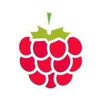 Raspberry glyph color icon. Silhouette symbol on white background with no outline. Negative space. Vector illustration