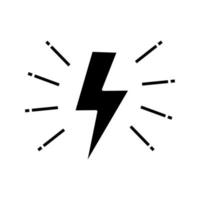 Lightning bolt glyph icon. Electricity sign. Speed and power. Silhouette symbol. Negative space. Vector isolated illustration