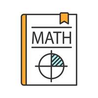 Math textbook color icon. Mathematics book. Geometry. Isolated vector illustration