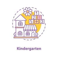 Kindergarten concept icon. Preschool idea thin line illustration. Nursery school. Early childhood education. Vector isolated outline drawing