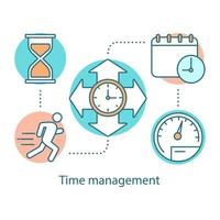 Time management concept icon. Efficiency idea thin line illustration. Effectiveness increasing. Productivity. Time controlling. Vector isolated outline drawing