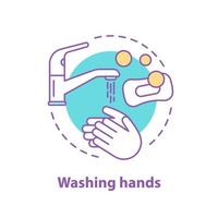 icono de concepto de lavado de manos. Ilustración de línea fina de idea de higiene. procedimientos higiénicos. dibujo de contorno aislado vectorial vector