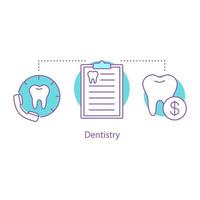 Dentistry concept icon. Dentist appointment. Stomatology. Dental services prices idea thin line illustration. Vector isolated outline drawing