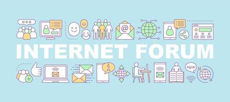 Internet forum word concepts banner. Social media. Chatting. Isolated lettering typography idea with linear icons. Online communication. Networking. Vector outline illustration