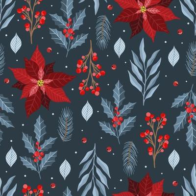 Christmas and New Year seamless pattern, vector xmas background