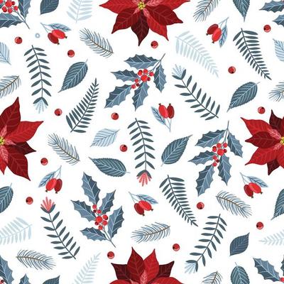 Christmas and New Year seamless pattern, vector xmas background