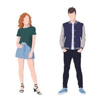 WebStylishly dressed boy and teenage girl on a white background - Vector