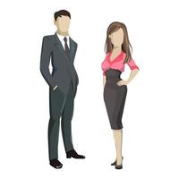 Businessman and businesswoman in strict clothes for negotiations on a white background - Vector