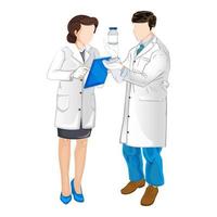 Man and woman doctor, nurse or orderly on a white background, treatment of diseases and viruses - Vector