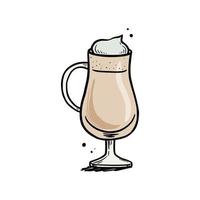 Hand drawn coffee drink with glass cup. vector