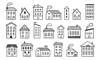 House doodle set. Hand drawn sketch vector