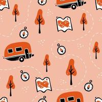 Hand drawn seamless pattern of camping equipment vector