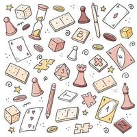 Hand drawn set of board game element vector