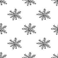 doodle seamless pattern with snowflakes vector