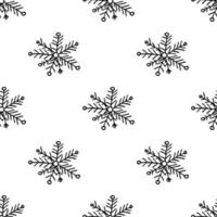 doodle seamless pattern with snowflakes vector