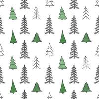 seamless pattern with christmas trees. Doodle christmas background vector