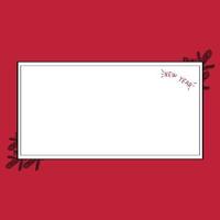 white frame with christmas trees on red background vector