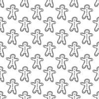 Christmas gingerbread man. seamless pattern with cookies. christmas background. doodle vector illustration