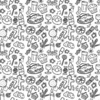 seamless pattern with christmas food. doodle christmas seamless pattern vector