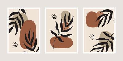 Set of minimalistic posters with palm leaves vector