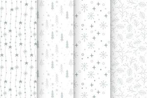 Hand drawn Christmas gray patterns set vector