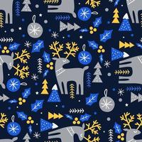 Hand-drawn Scandinavian Christmas pattern vector