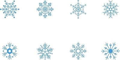 iconos de copos de nieve clásico plano vector
