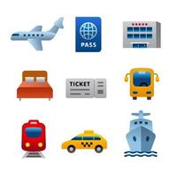 iconos de transporte de viaje vector