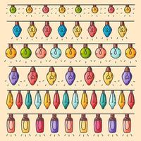 colección de luces de navidad handdrawn, ilustración vectorial. lindo estilo dibujado a mano de dibujos animados vector