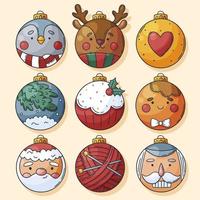 Set of hand drawn Christmas decorations and balls vector