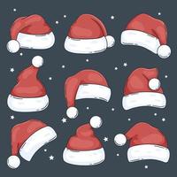 Set of Christmas Santa Claus hats. Photo props. vector