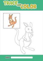 trace and color the kangaroo. learn for kids vector