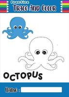 trace and color animal cute octopus vector
