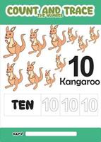 number trace and color cute kangaroo for kids vector