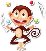 Monkey juggling balls cartoon character sticker vector