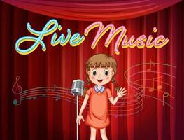 Little girl performing singing on stage vector