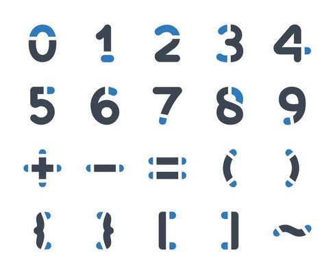 Numbers icon set - vector illustration . number, count, math, bracket, plus, minus, balance, icons .