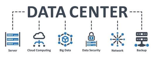 icono de centro de datos - ilustración vectorial. datos, servidor, almacenamiento, infografía, plantilla, presentación, concepto, banner, pictograma, conjunto de iconos, iconos. vector