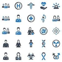 conjunto de iconos de salud - ilustración vectorial. cuidado de la salud, médico, médico, hospital, enfermera, ambulancia, emergencia, iconos. vector