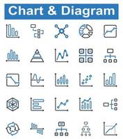 Diagram Icon Set - vector illustration . chart, graph, diagram, analysis, analytics, line, flowchart, workflow, hierarchy, structure, icons .