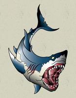 shark neo traditional tattoo vector