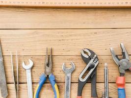 herramientas de carpintería de mano mesa de madera