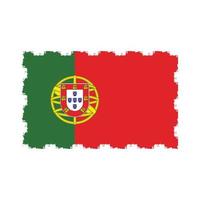 Portugal flag vector with watercolor brush style