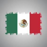 Mexico flag vector with watercolor brush style