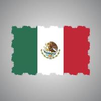 Mexico flag vector with watercolor brush style